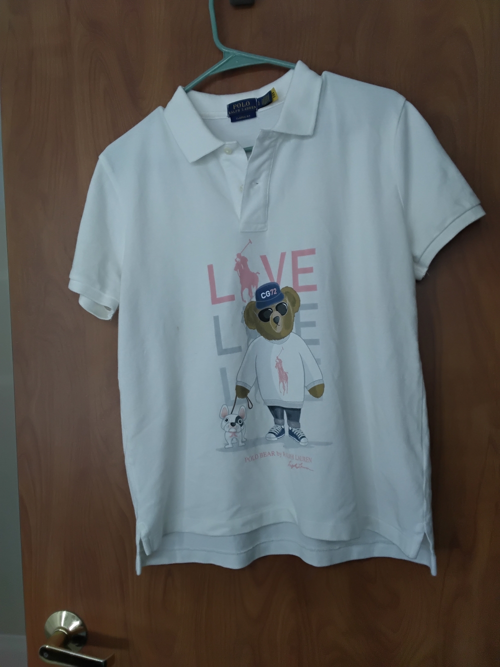 Polo by Ralph Lauren "Dog Mom" Graphic White Polo Shirt